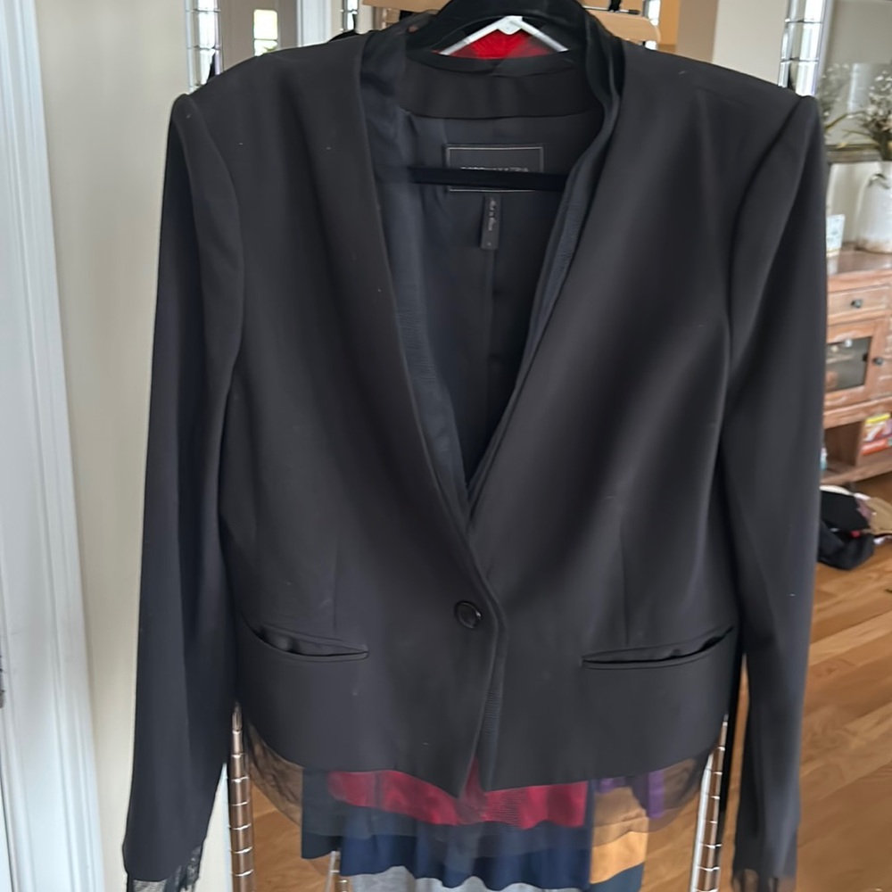 BCBGMaxAzria Black Jacket with Tulle Trim